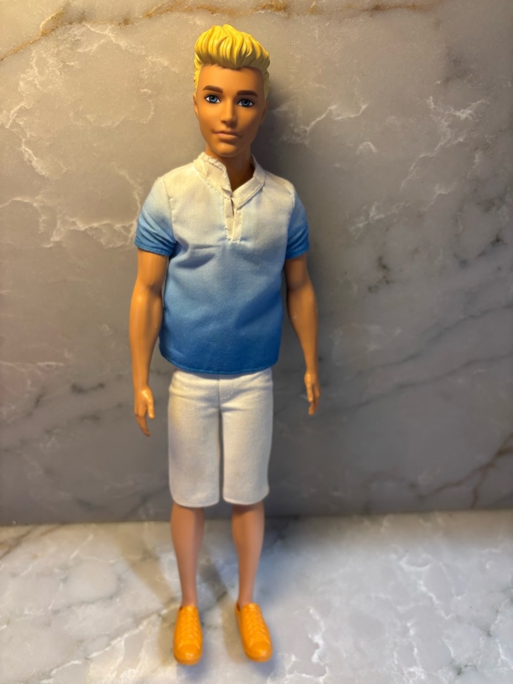 Mattel Ken Doll with Blue Ombre Shirt and Yellow Shoes